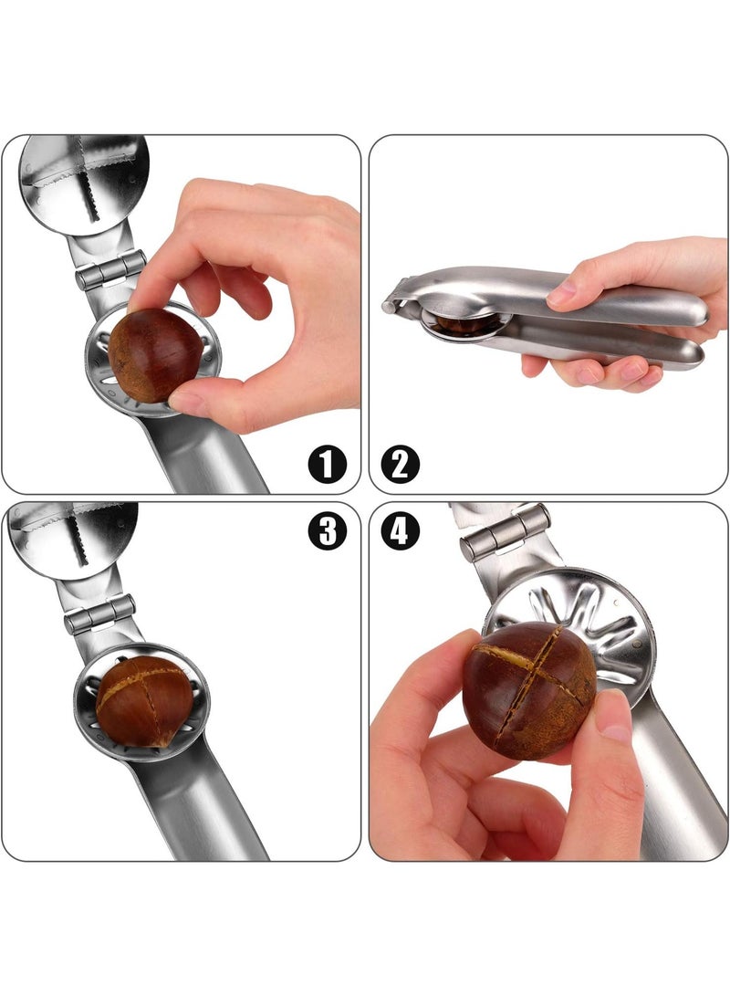 2PCS Chestnut Clip Peeler Nutcracker Nut cracker Pecan Walnut Cracker 304 Stainless Steel with - Image 5
